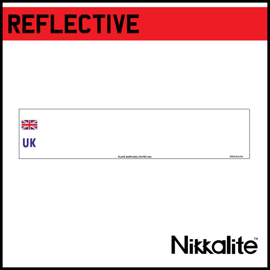 White Oblong Reflective with BS Tag - UK