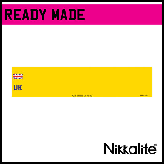 Ready Made Yellow Oblong Number Plate with BS Tag - UK