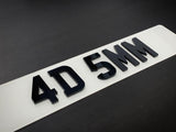 4D 5mm Number Plate Letters - UK