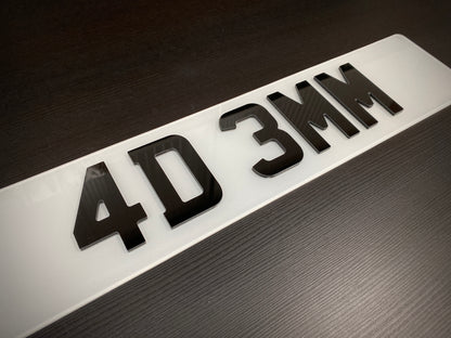 4D 3mm Number Plate Letters - UK