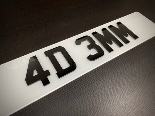 4D 3mm Number Plate Letters - UK