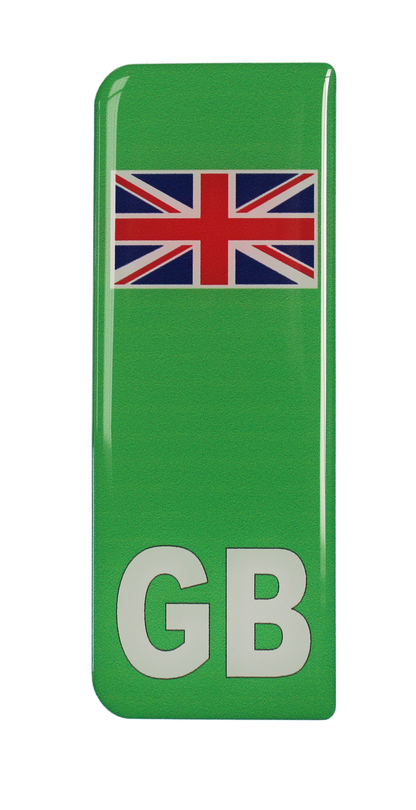 EV Green Flash Gel Badges/Flags for Standard UK Number Plates