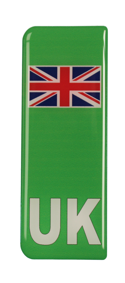 EV Green Flash Gel Badges/Flags for Standard UK Number Plates